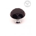 Fekete gyémánt bútorgomb  ezüst talp