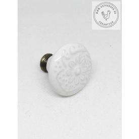 Csipke mintás kerámia bútorgomb (fehér)