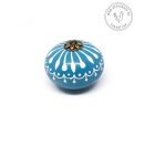 Kerámia bútorgomb (gömb, csipke minta, kék)