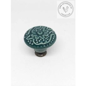 Csipke mintás kerámia bútorgomb (zöld)
