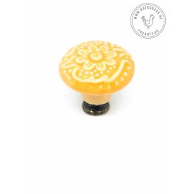 Csipke mintás kerámia bútorgomb (sárga)